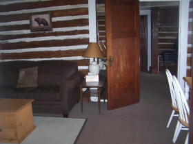 Living room Salter Log Cabin, Dutch Lake Resort, Clearwater, BC